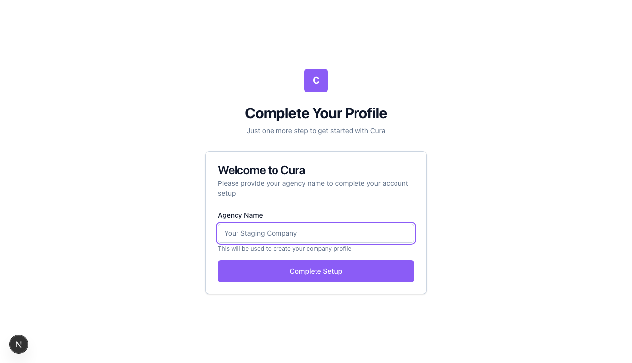 Profile completion form